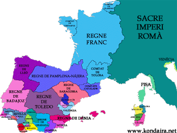 L'occident europeu en 1034, en l'apogeu del regnat de Sanç el Major de Navarra. Faci clic sobre la imatge per ampliar-la