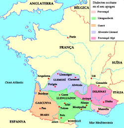 Els dialectes de l'occità. Faci clic sobre la imatge per ampliar-la